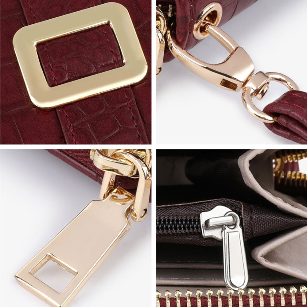 TAILIAN T9612-114 Leather Wallets Long Zipper Card Organiser Crocodile Texture Purse