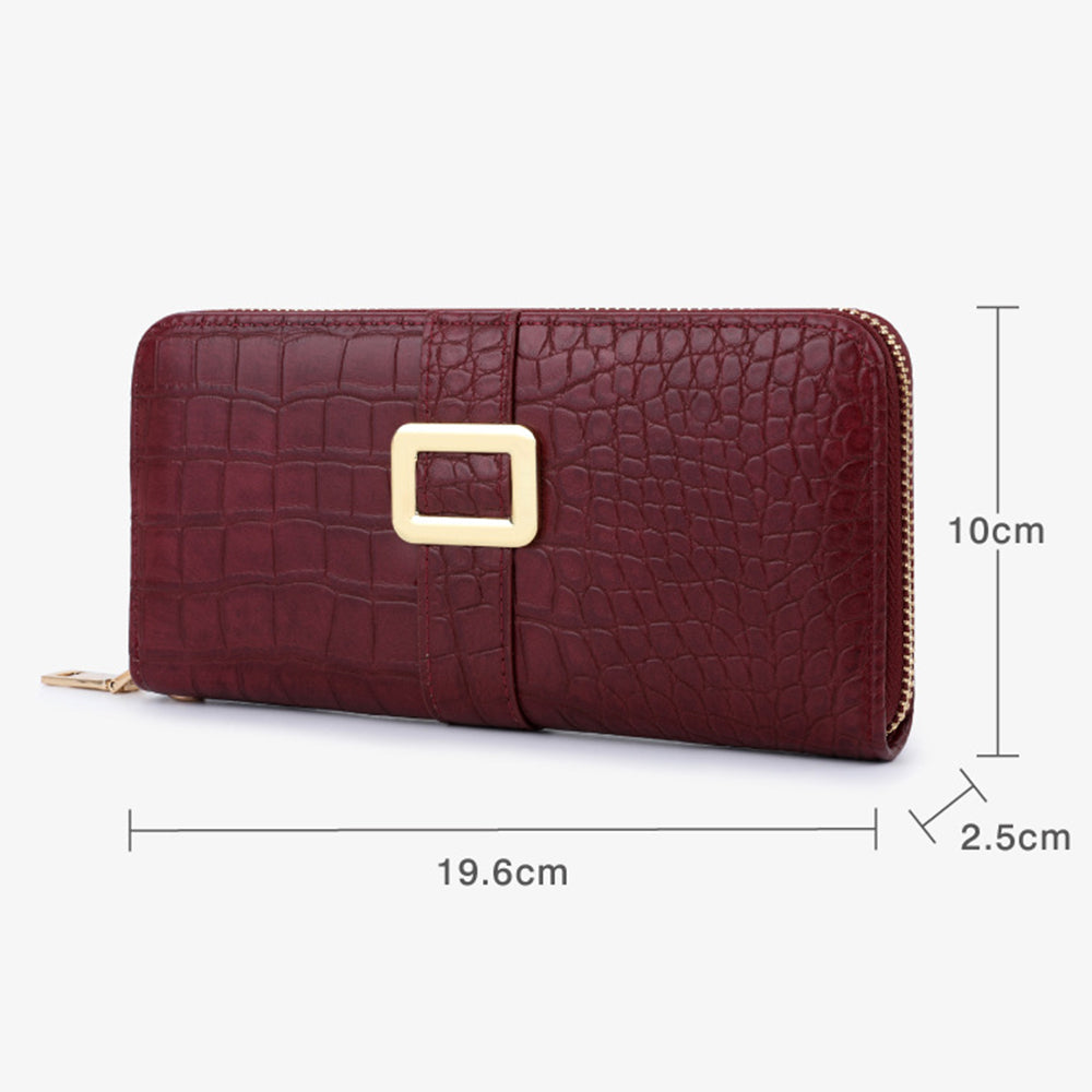 TAILIAN T9612-114 Leather Wallets Long Zipper Card Organiser Crocodile Texture Purse