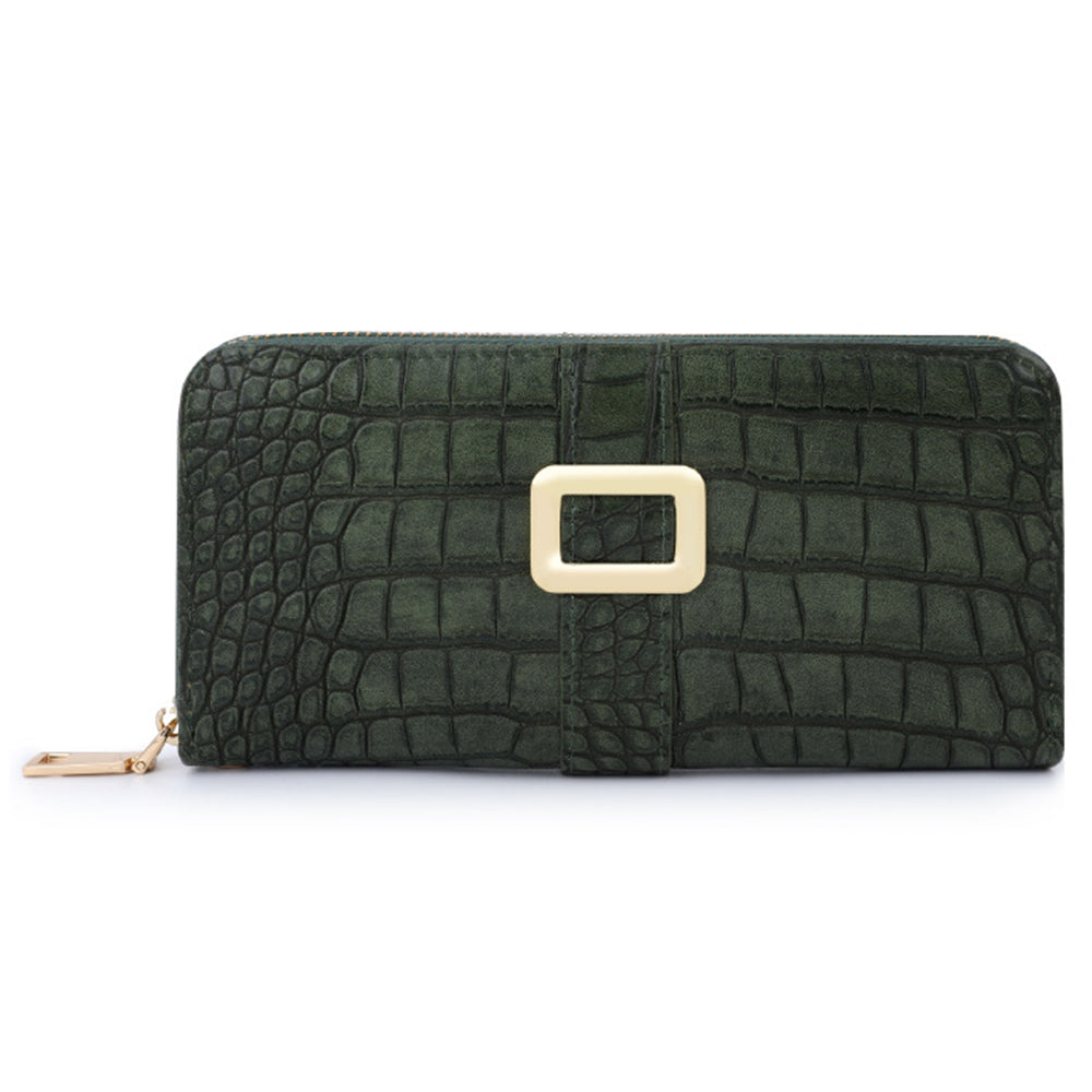 TAILIAN T9612-114 Leather Wallets Long Zipper Card Organiser Crocodile Texture Purse