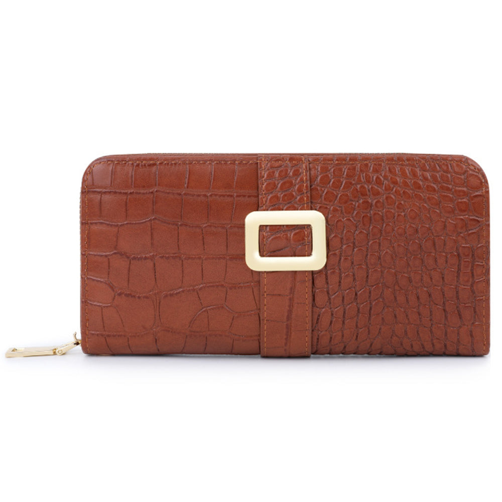 TAILIAN T9612-114 Leather Wallets Long Zipper Card Organiser Crocodile Texture Purse