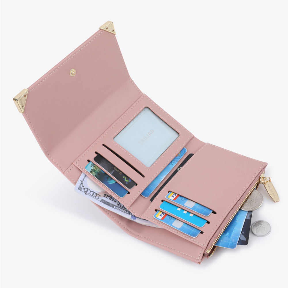 TAILIAN T6223-041 Foldable Short Wallet Trifold Leather Pocket Purse Card Holder