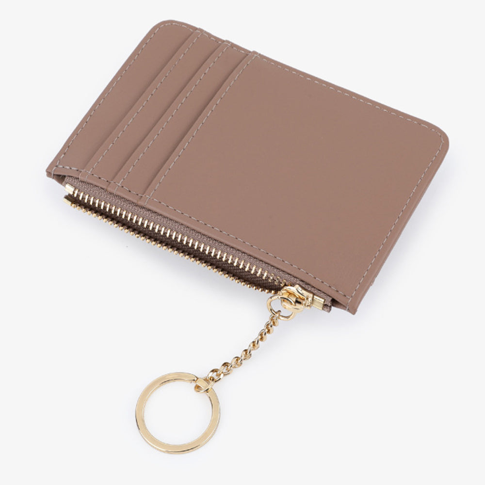 TAILIAN TB149-001 Small Wallet Zipper Card Holder Coin Changes Purse with Keychain