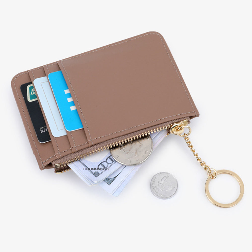 TAILIAN TB149-001 Small Wallet Zipper Card Holder Coin Changes Purse with Keychain