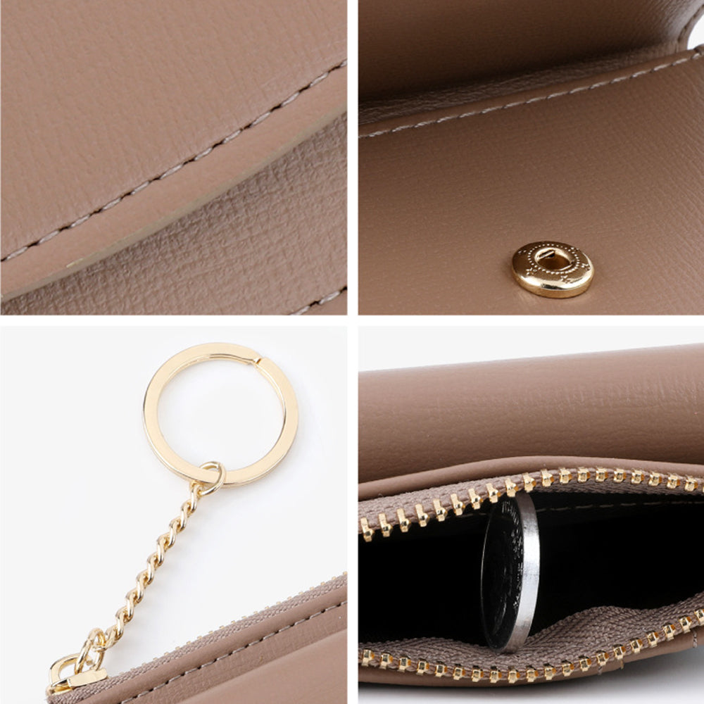 TAILIAN TB149-001 Small Wallet Zipper Card Holder Coin Changes Purse with Keychain