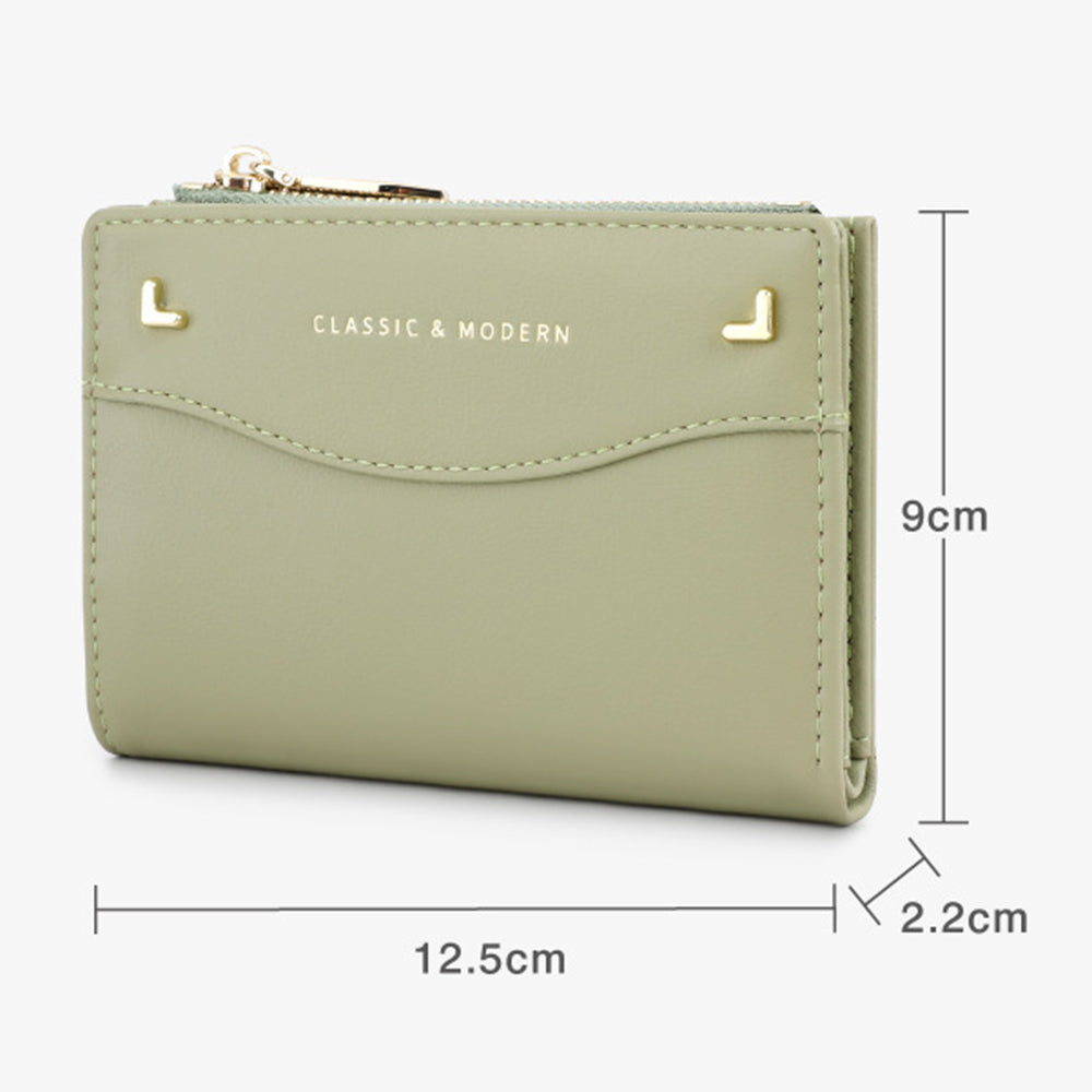 TAILIAN T2602-337 Short Bifold Wallet ID Window Cash Card Holder Zipper Coin Pocket