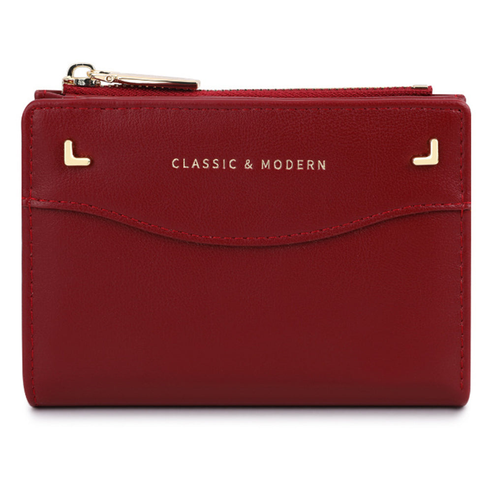 TAILIAN T2602-337 Short Bifold Wallet ID Window Cash Card Holder Zipper Coin Pocket