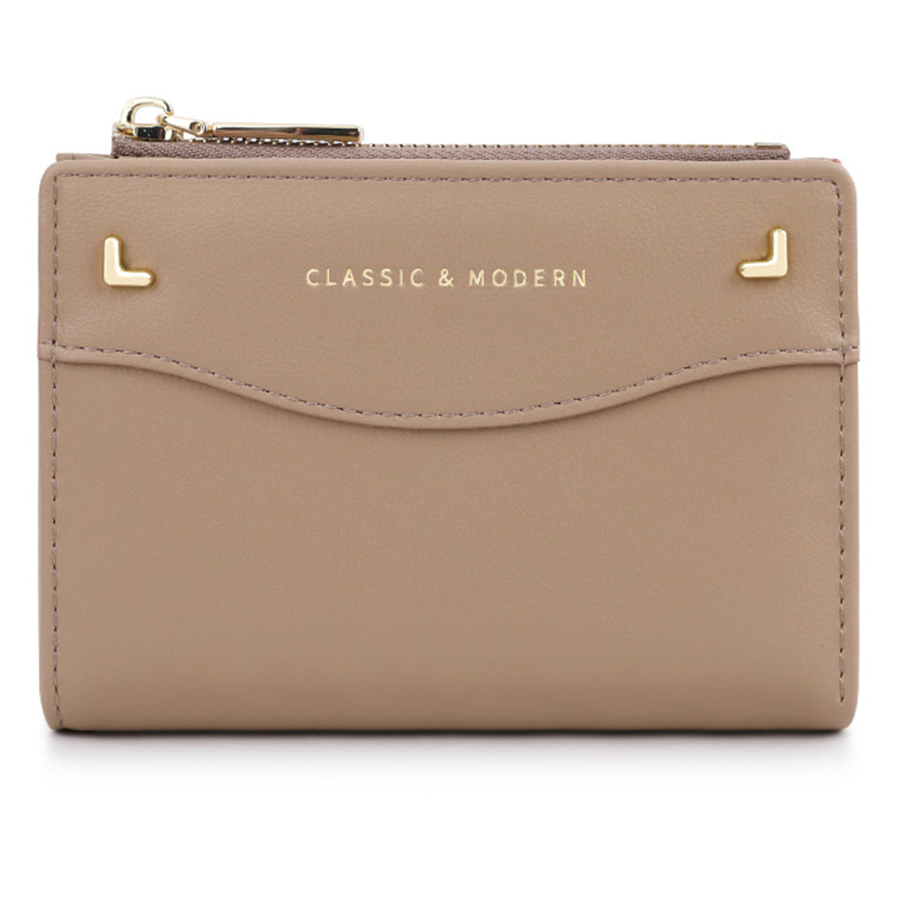 TAILIAN T2602-337 Short Bifold Wallet ID Window Cash Card Holder Zipper Coin Pocket