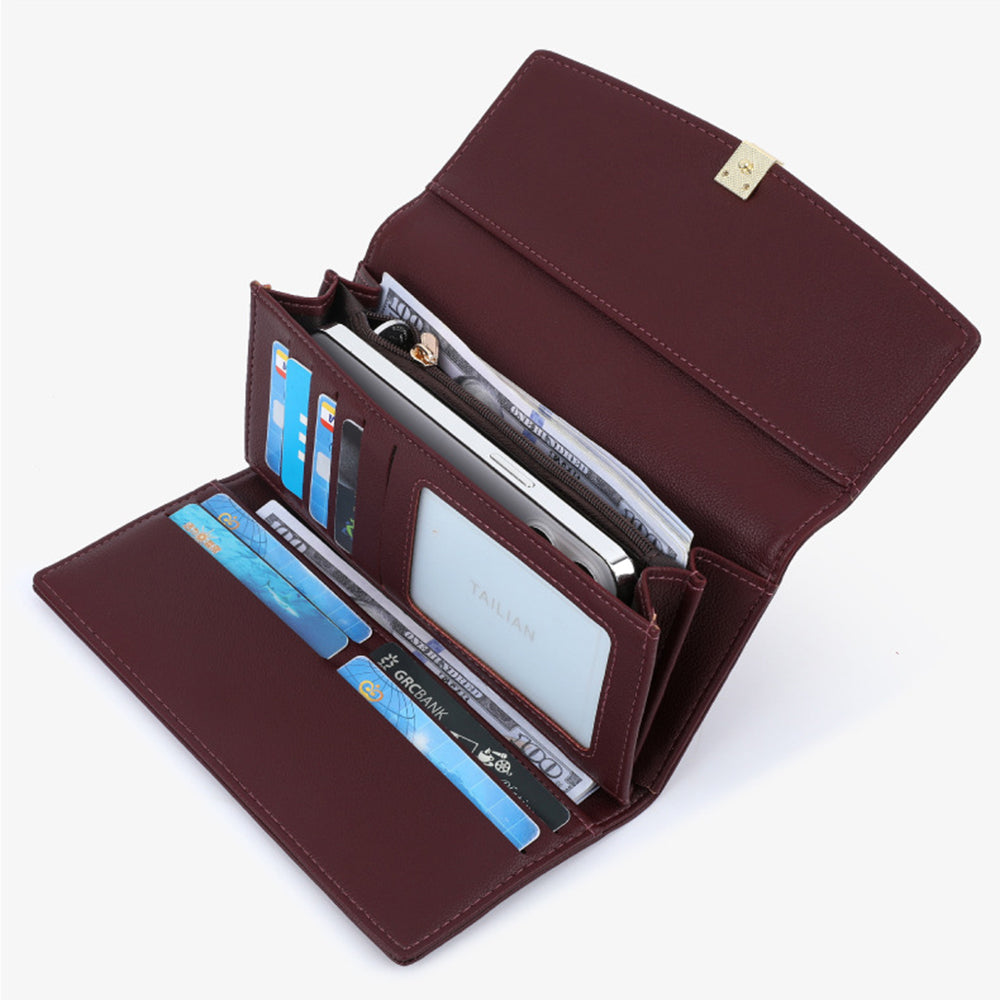 TAILIAN T5601-130 Women Wallet Long Trifold Purse PU Leather Clutch Bag
