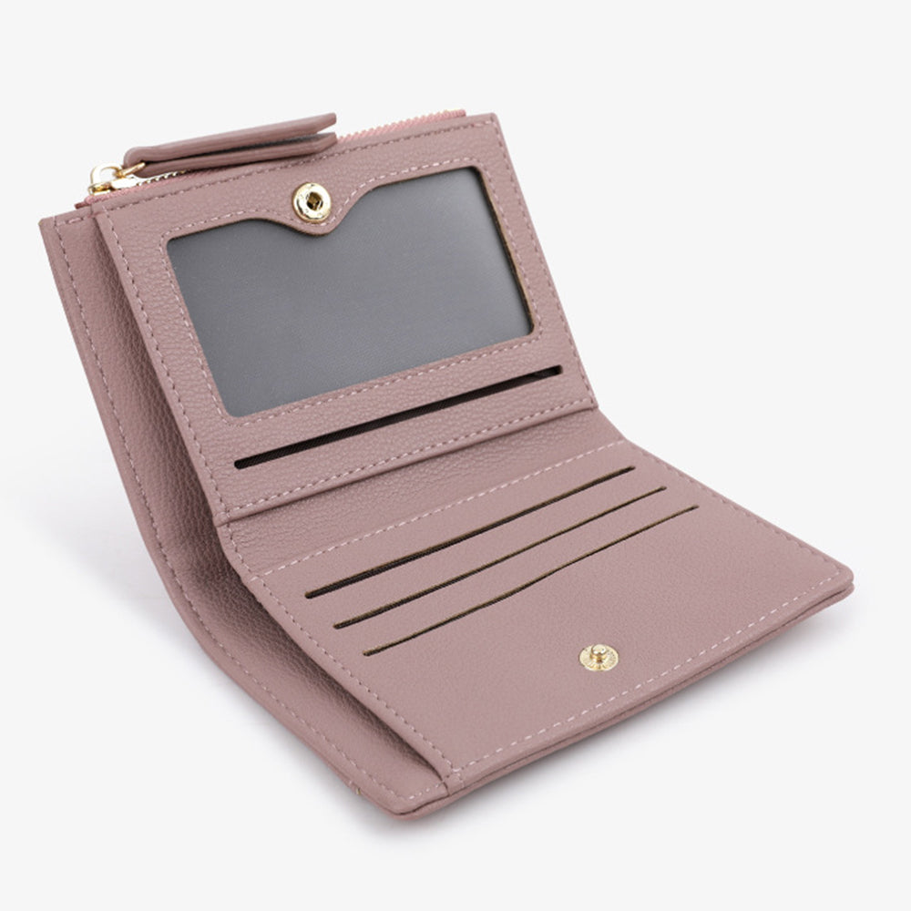 TAILIAN T2602-338 PU Leather Women Short Wallet Solid Color Folding Purse