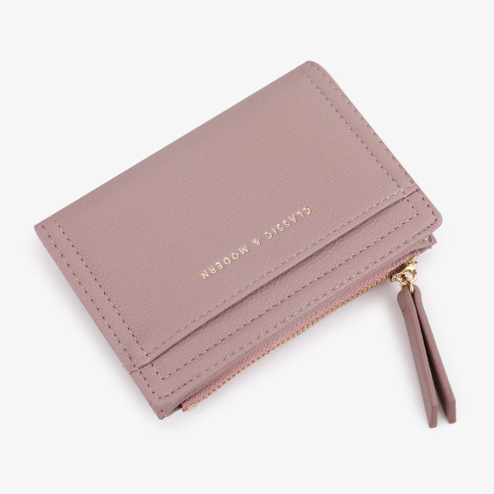 TAILIAN T2602-338 PU Leather Women Short Wallet Solid Color Folding Purse