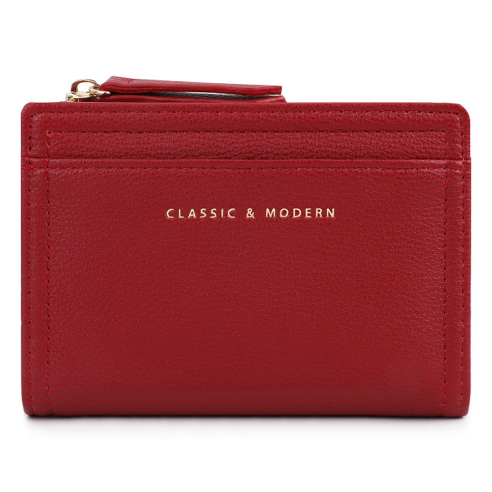 TAILIAN T2602-338 PU Leather Women Short Wallet Solid Color Folding Purse