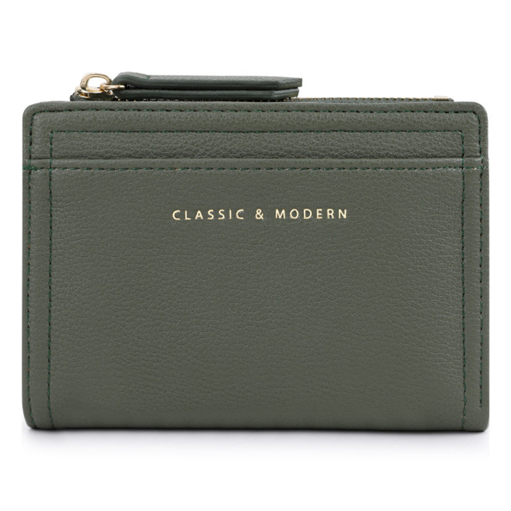 TAILIAN T2602-338 PU Leather Women Short Wallet Solid Color Folding Purse