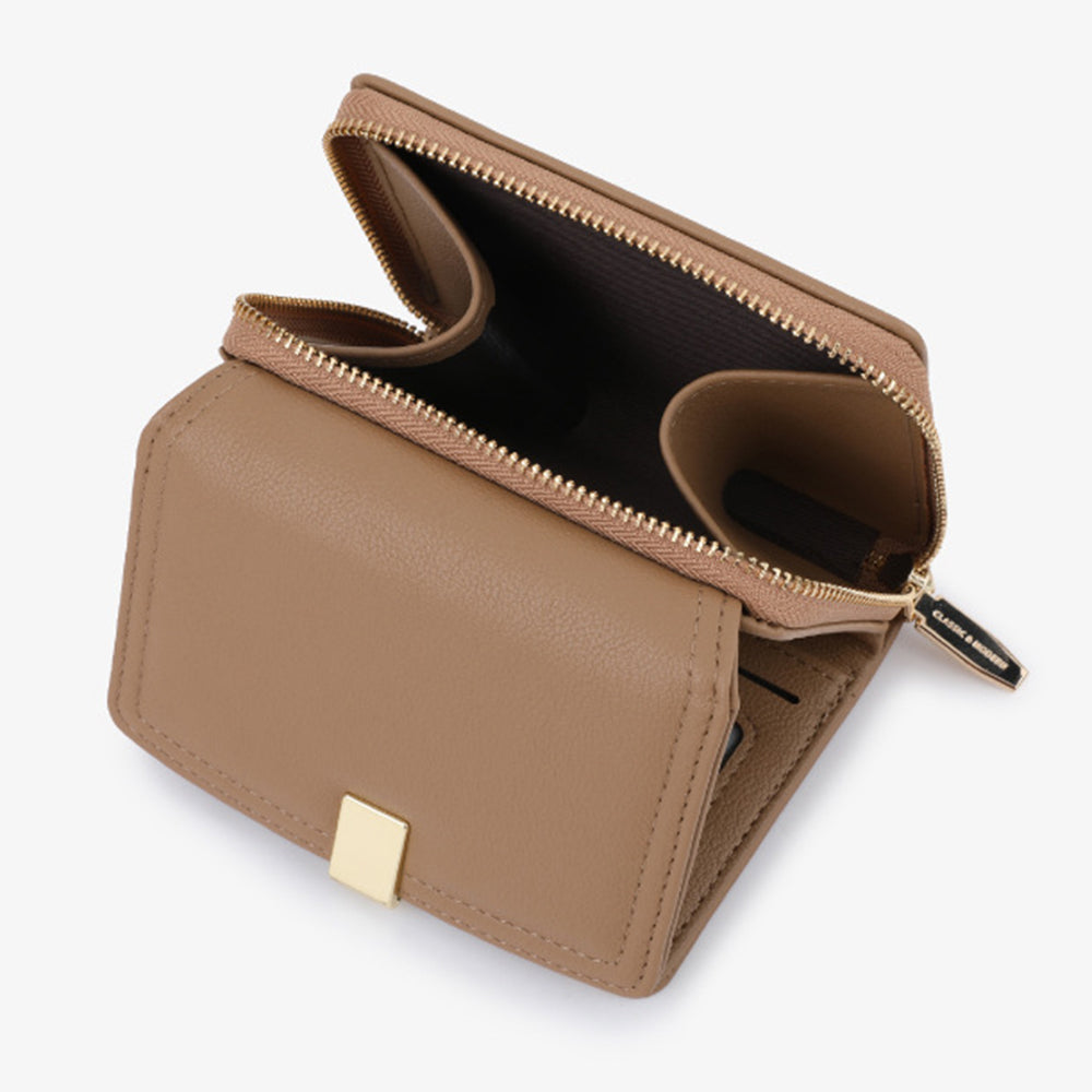 TAILIAN T6111-003 Women Short Wallet Simple PU Leather Folding Purse