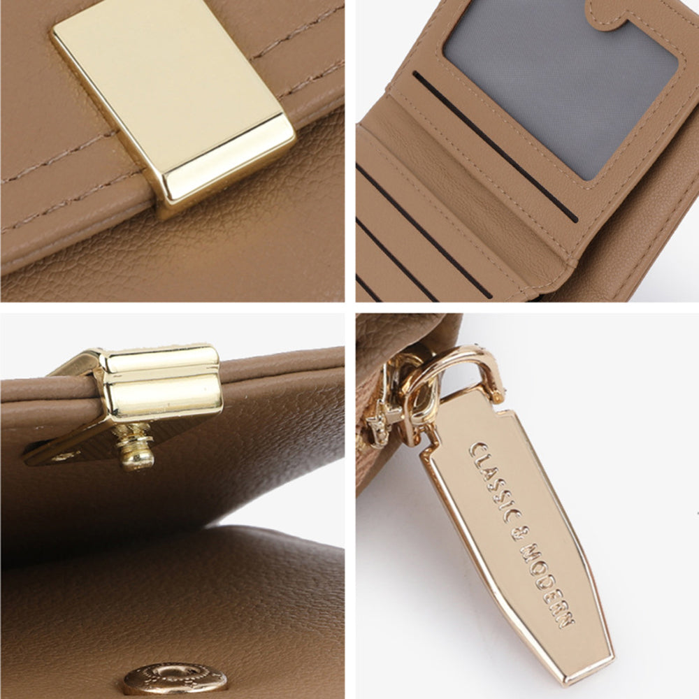 TAILIAN T6111-003 Women Short Wallet Simple PU Leather Folding Purse