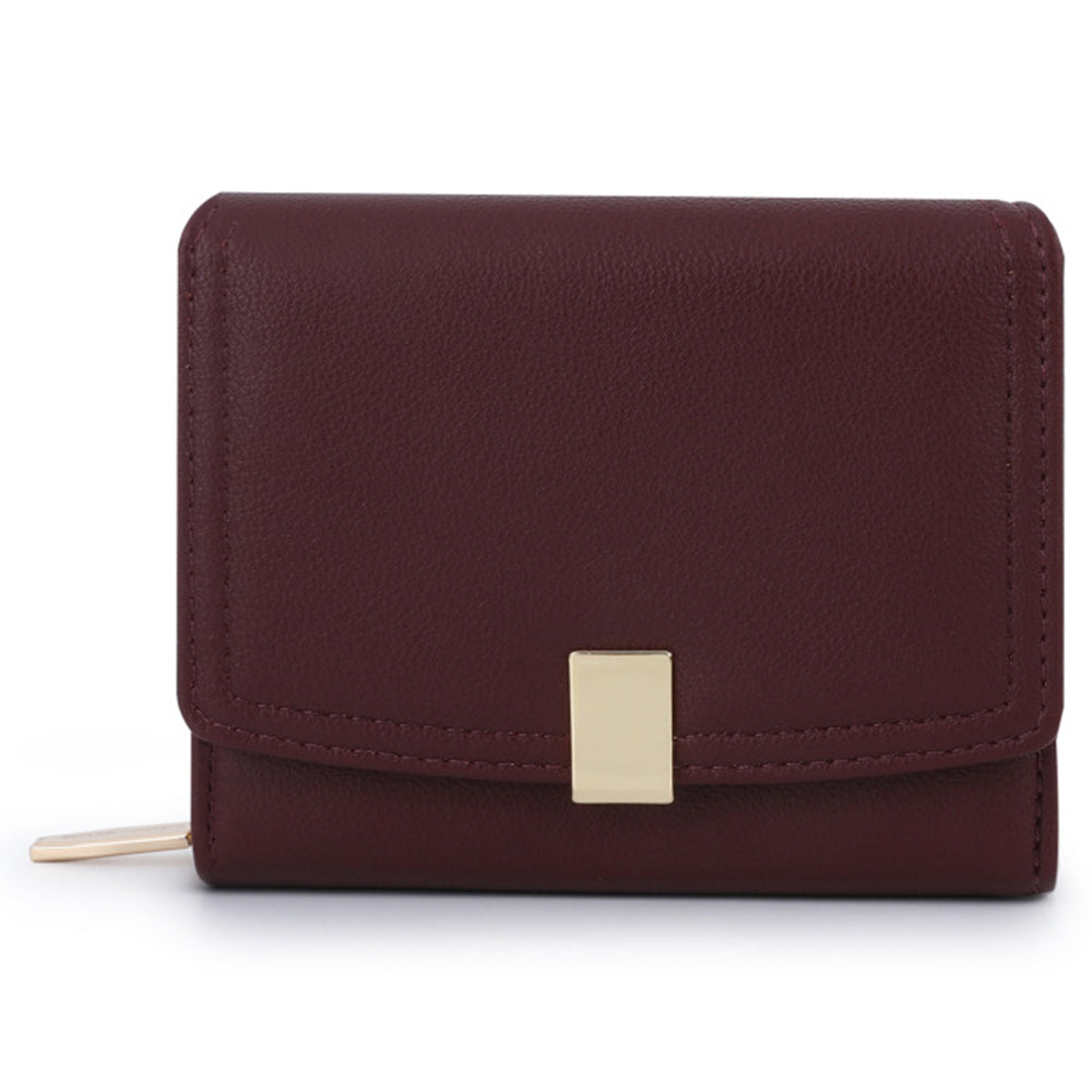 TAILIAN T6111-003 Women Short Wallet Simple PU Leather Folding Purse
