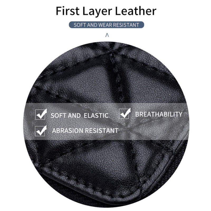 Top-Layer Cowhide Leather Travel Lipstick Storage Bag Mirror Design Zipper Makeup Bag
