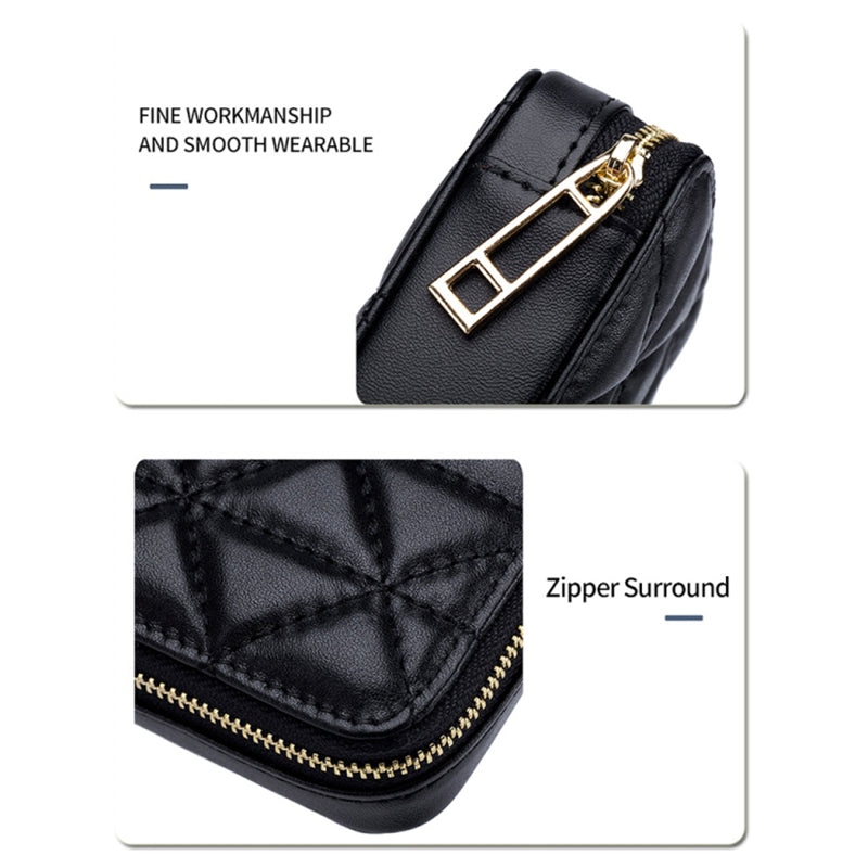 Top-Layer Cowhide Leather Travel Lipstick Storage Bag Mirror Design Zipper Makeup Bag