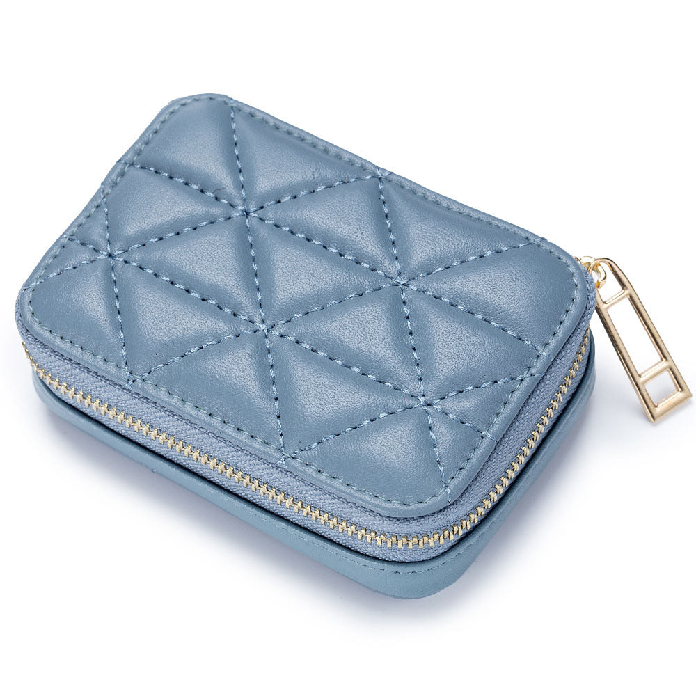 Top-Layer Cowhide Leather Travel Lipstick Storage Bag Mirror Design Zipper Makeup Bag