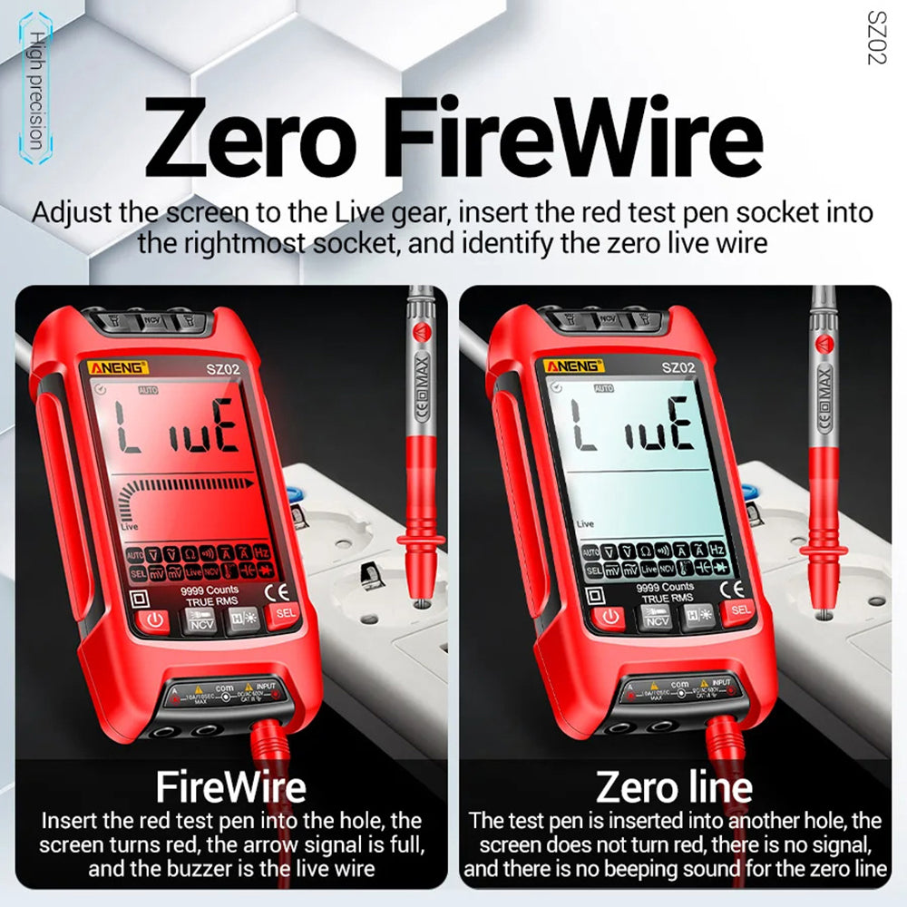 ANENG SZ02 Digital Multimeter Auto Range Handheld Ammeter with Flashlight