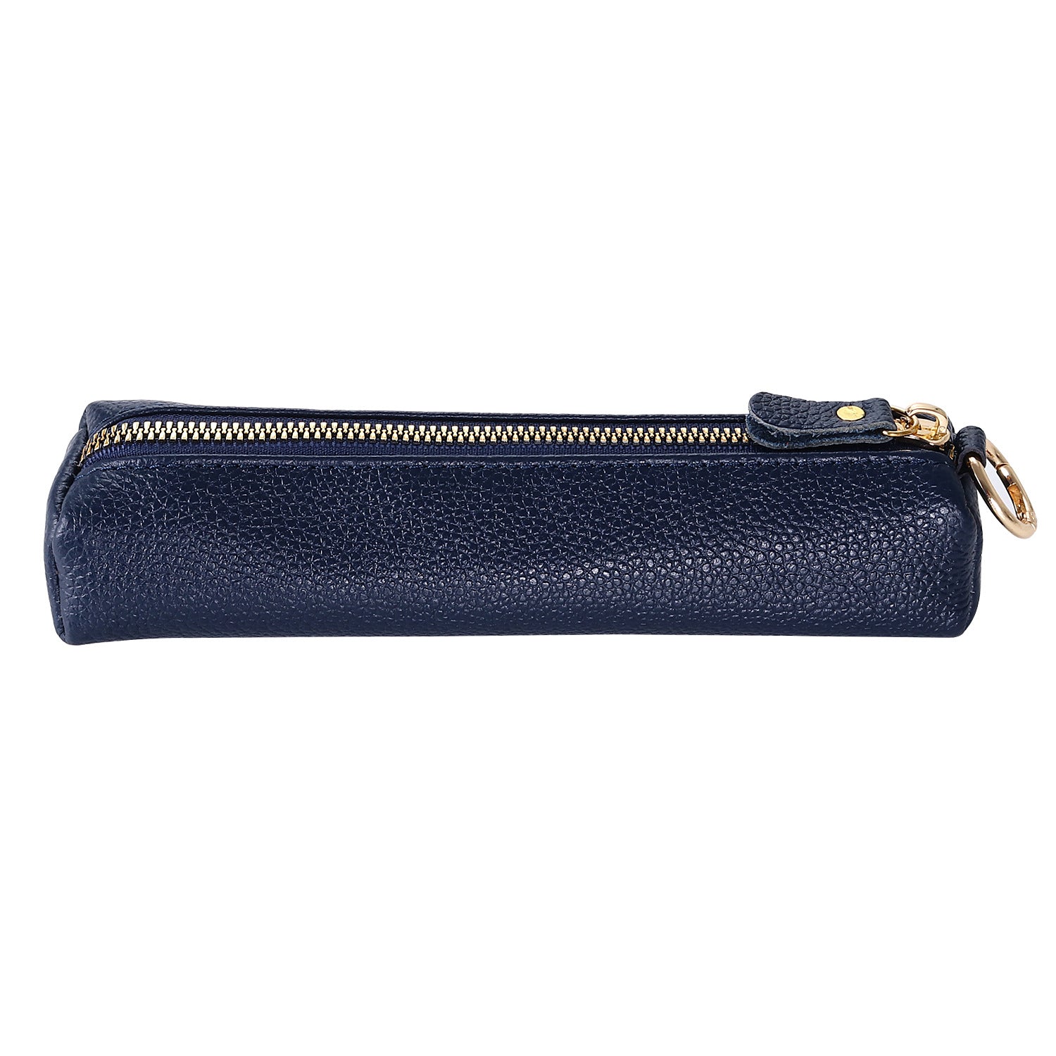 Litchi Texture Cowhide Leather Pencil Case Zipper Stationery Storage Pouch
