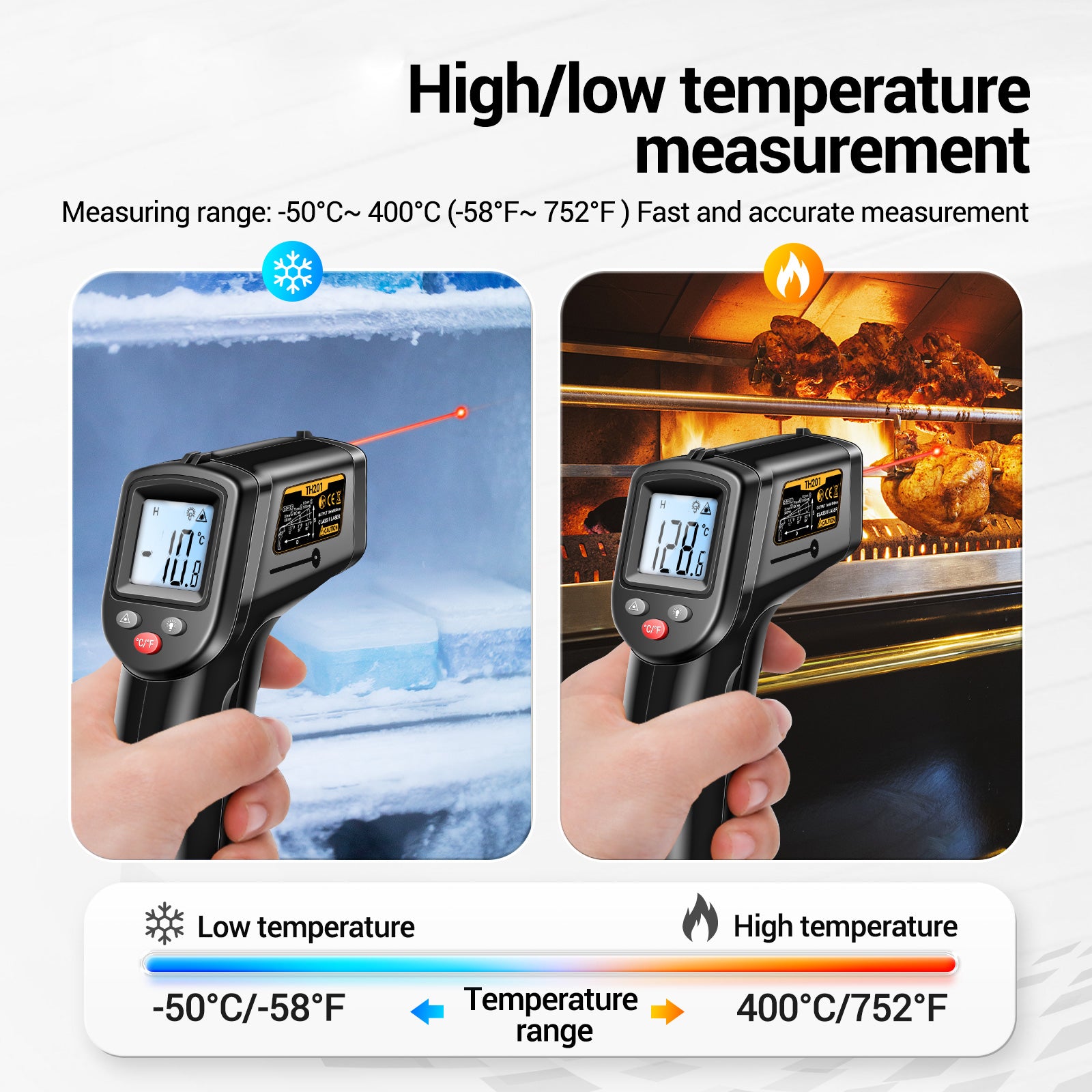ANENG TH201 Handheld Thermometer LCD Digital IR laser Sensor Temperature Tester