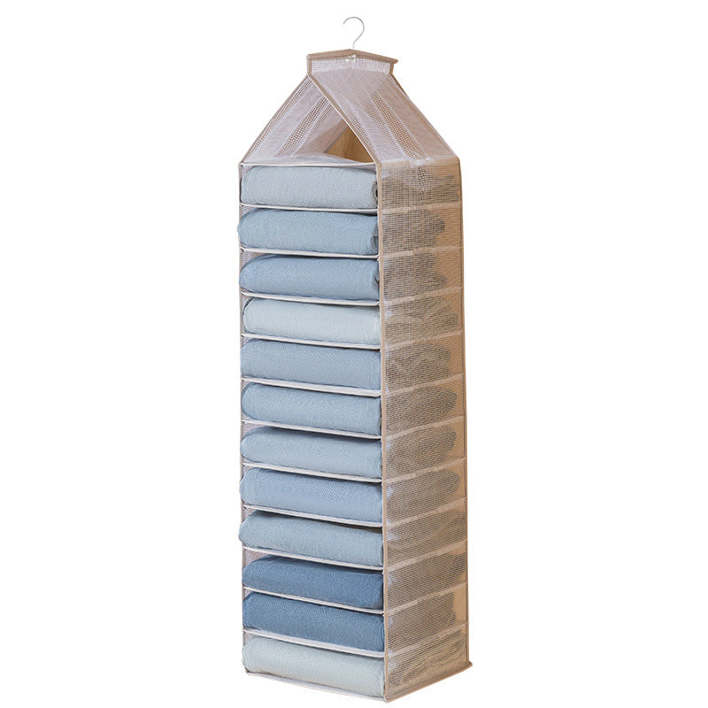 12-Shelf Hanging Storage Organizer for Clothes Wardrobe Closet PVC Storage Shelves