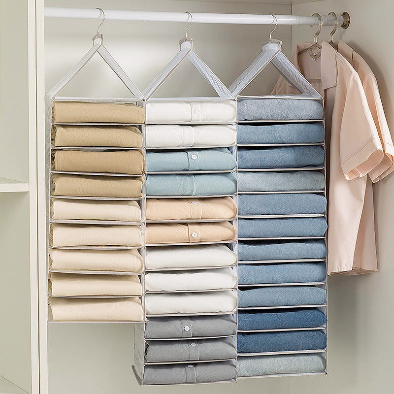 12-Shelf Hanging Storage Organizer for Clothes Wardrobe Closet PVC Storage Shelves