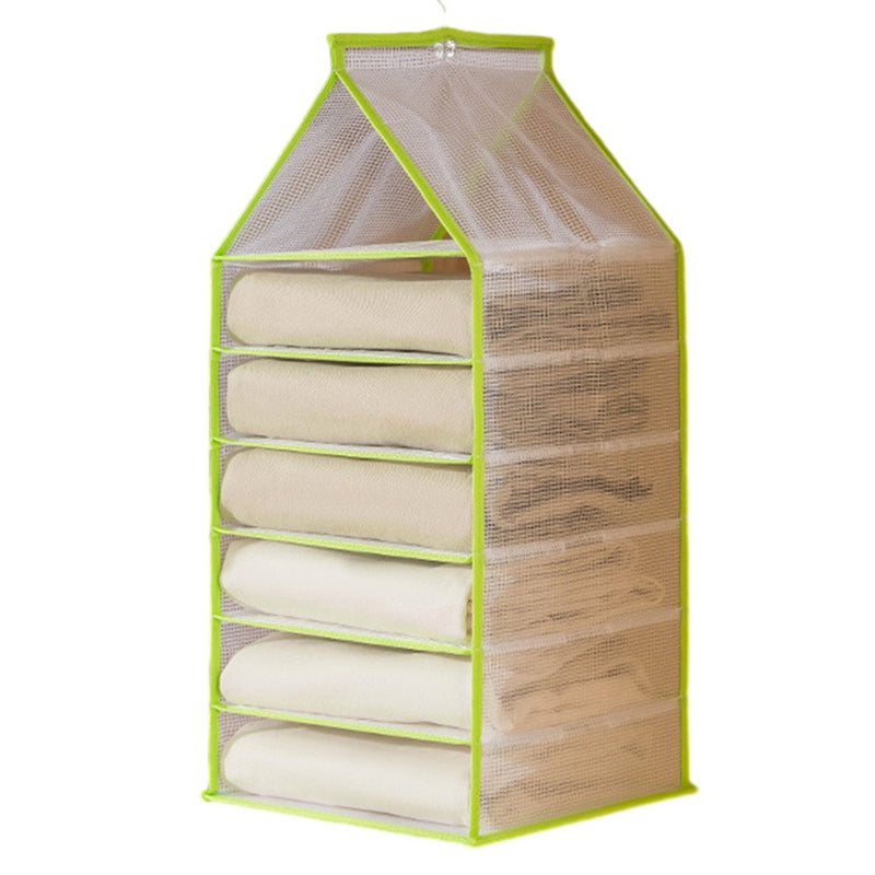 6-Shelf Hanging Wardrobe Organizer for Clothes PVC Hanging Storage Organizer