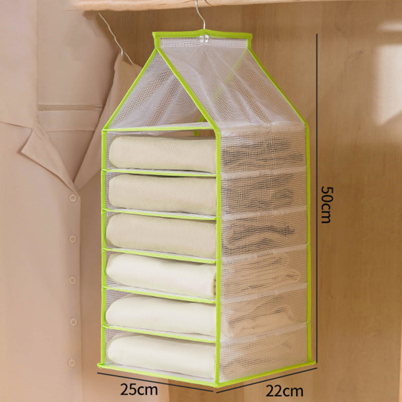 6-Shelf Hanging Wardrobe Organizer for Clothes PVC Hanging Storage Organizer