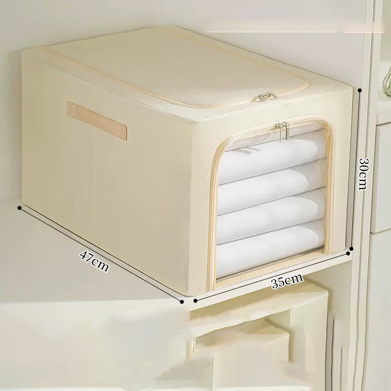 53L Oxford Cloth Steel Frame Storage Box Closet Organizer with Clear Window
