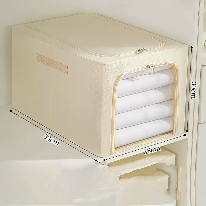 60L Storage Box Oxford Cloth Steel Frame Organizer Box for Clothes Beddings