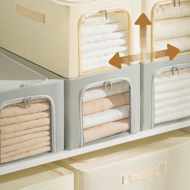 35L Clear Window Storage Box Oxford Cloth Steel Frame Foldable Closet Organizer
