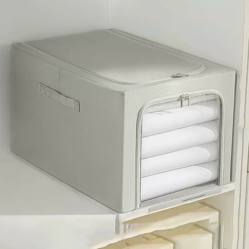35L Clear Window Storage Box Oxford Cloth Steel Frame Foldable Closet Organizer