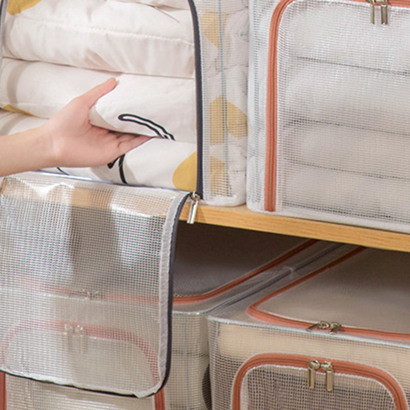 31L Closet Clothes Storage Box Transparent PVC Metal Frame Storage Bag Organizer