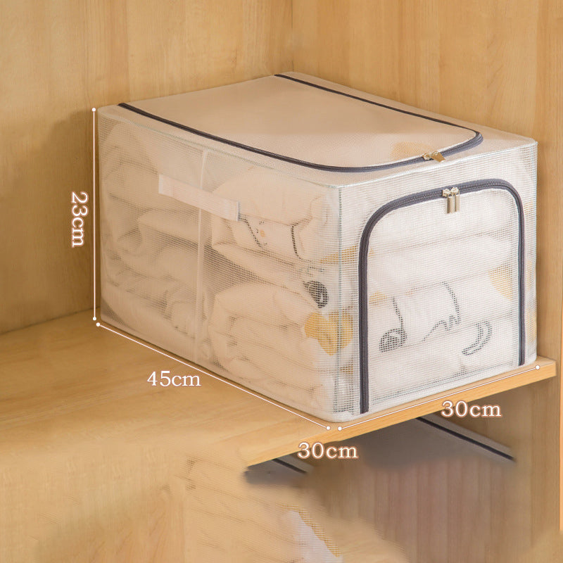 31L Closet Clothes Storage Box Transparent PVC Metal Frame Storage Bag Organizer