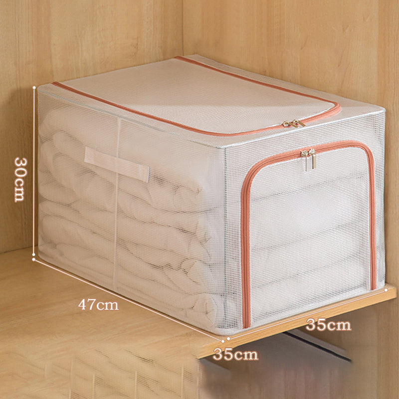 49L Clothes Storage Box Transparent PVC Metal Frame Wardrobe Closet Organizer