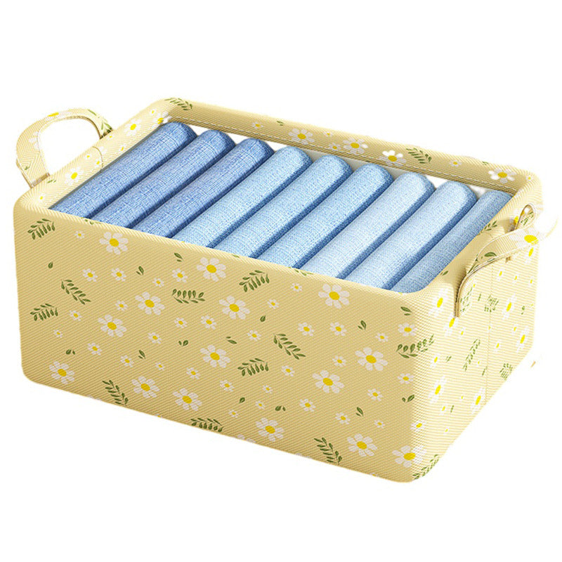 JJTZ 47 x 28 x 20cm Daisy Pattern Folding Clothes Organizer Cabinet Storage Box