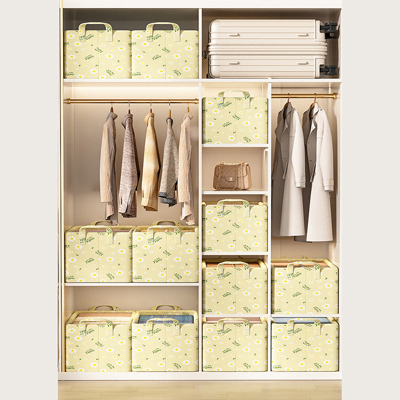 JJTZ 30 x 24 x 17cm Daisy Pattern Folding Clothes Storage Box Closet Organizer Bin