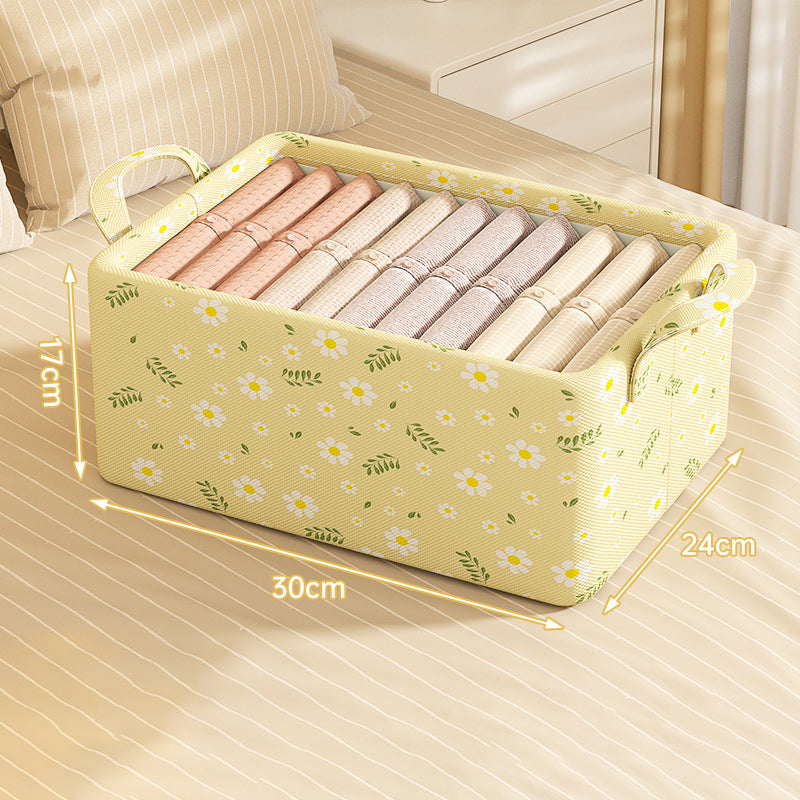JJTZ 30 x 24 x 17cm Daisy Pattern Folding Clothes Storage Box Closet Organizer Bin