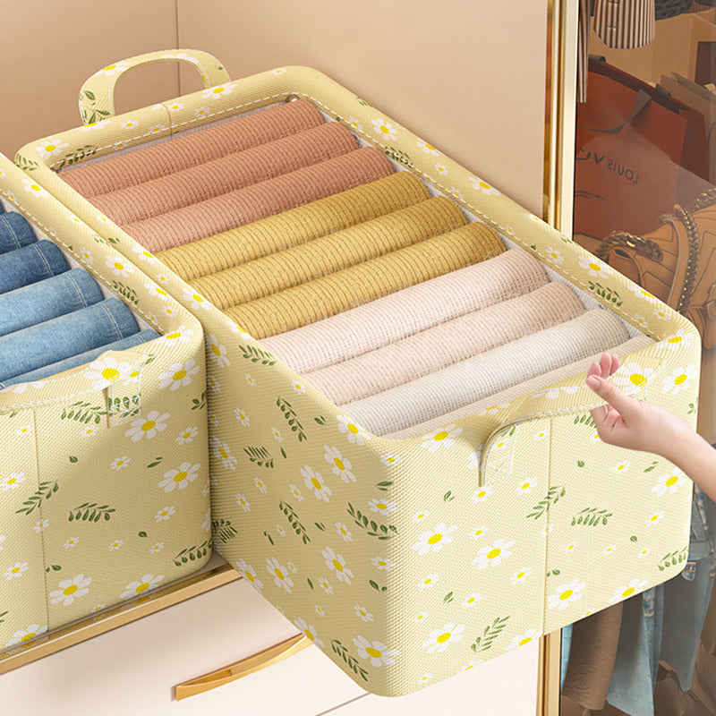 JJTZ 50 x 35 x 32cm Daisy Pattern Folding Clothes Storage Organizer Closet Container Box