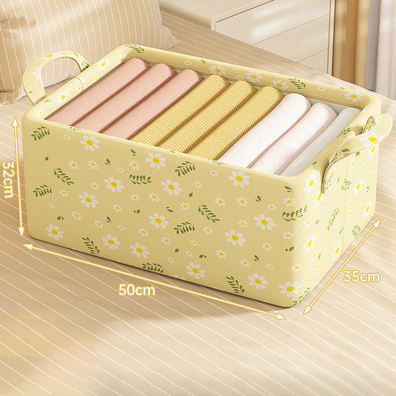 JJTZ 50 x 35 x 32cm Daisy Pattern Folding Clothes Storage Organizer Closet Container Box