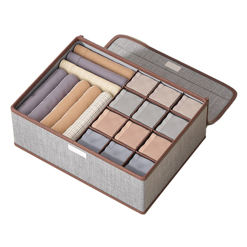 JJTZ 32 x 26 x 12cm Drawer Style 13 Grids Storage Box for Underwear Socks Organizer with Lid