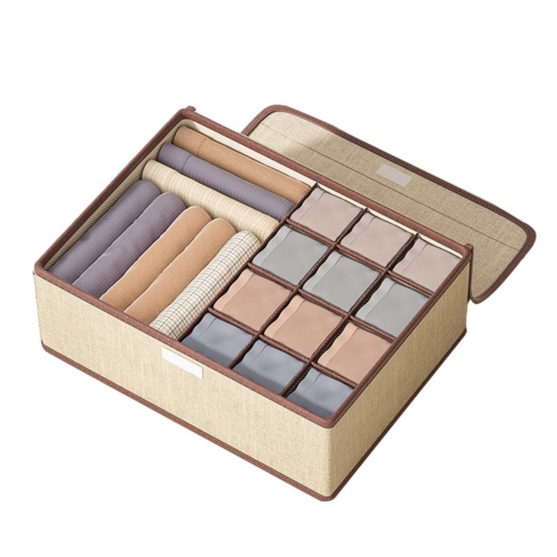 JJTZ 32 x 26 x 12cm Drawer Style 13 Grids Storage Box for Underwear Socks Organizer with Lid