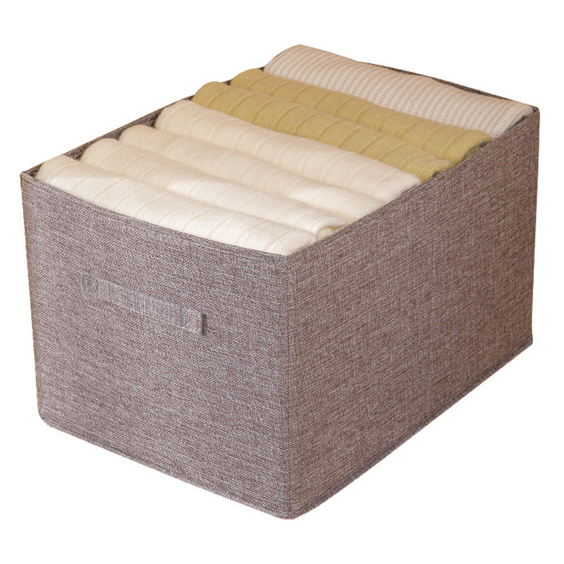 30L Imitation Linen Storage Box Washable Foldable Wardrobe Organizer