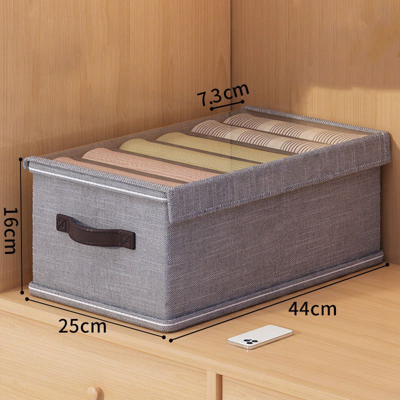 6 Grids Foldable Closet Clothes Organizer Storage Box with Clear Lid