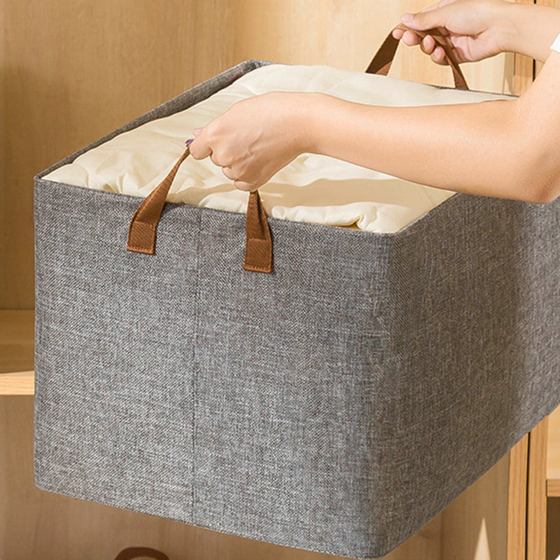 39L Wardrobe Storage Box Metal Frame Imitation Linen Foldable Closet Organizer