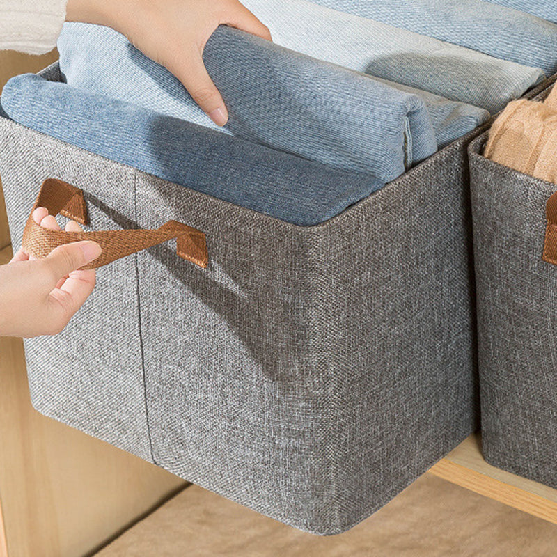39L Wardrobe Storage Box Metal Frame Imitation Linen Foldable Closet Organizer