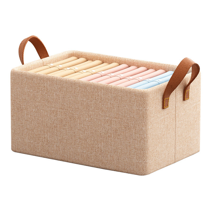 39L Wardrobe Storage Box Metal Frame Imitation Linen Foldable Closet Organizer