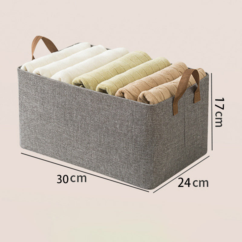 12L Foldable Storage Box Metal Frame Imitation Linen Organizer for Wardrobe Closet