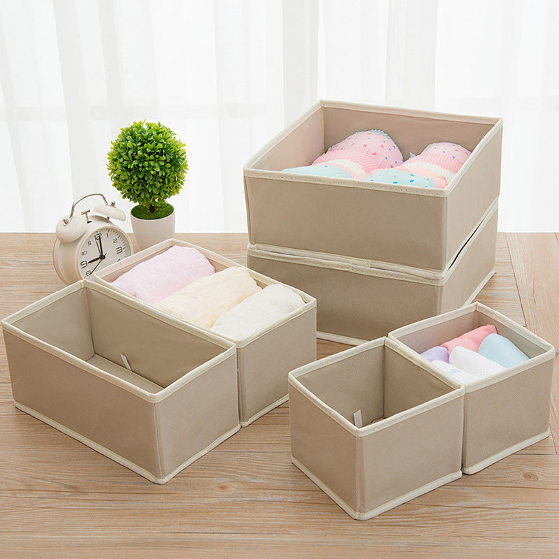 6Pcs / Set Cabinet Non-Woven Fabric Storage Box for Underwear Socks, XS+S+M
